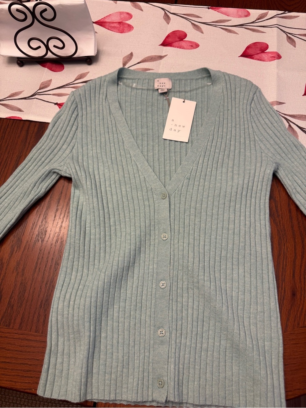 NWT Target A New Day Ribbed V-Neck Button Cardigan - Mint Green
